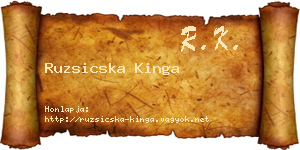 Ruzsicska Kinga névjegykártya